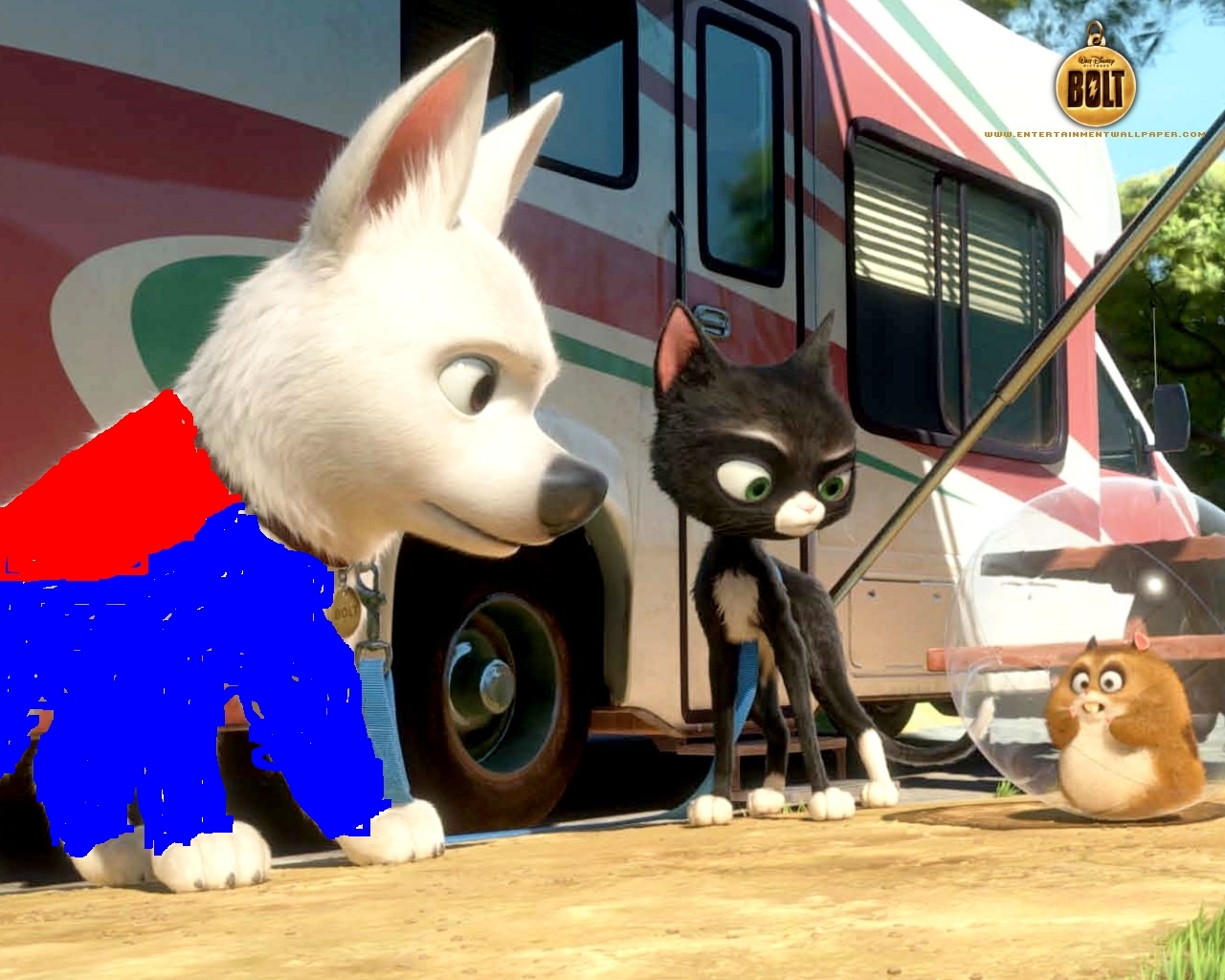 Bolt The Super Dog Meets Rhino - Bolt Dog Rhino - HD Wallpaper 