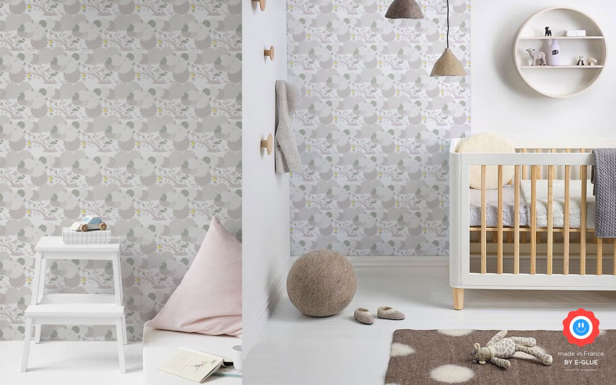 Cute Grey Bird Wallpaper For Kids Room, Girls Room - Papier Peint Pour Chambre Bébé - HD Wallpaper 