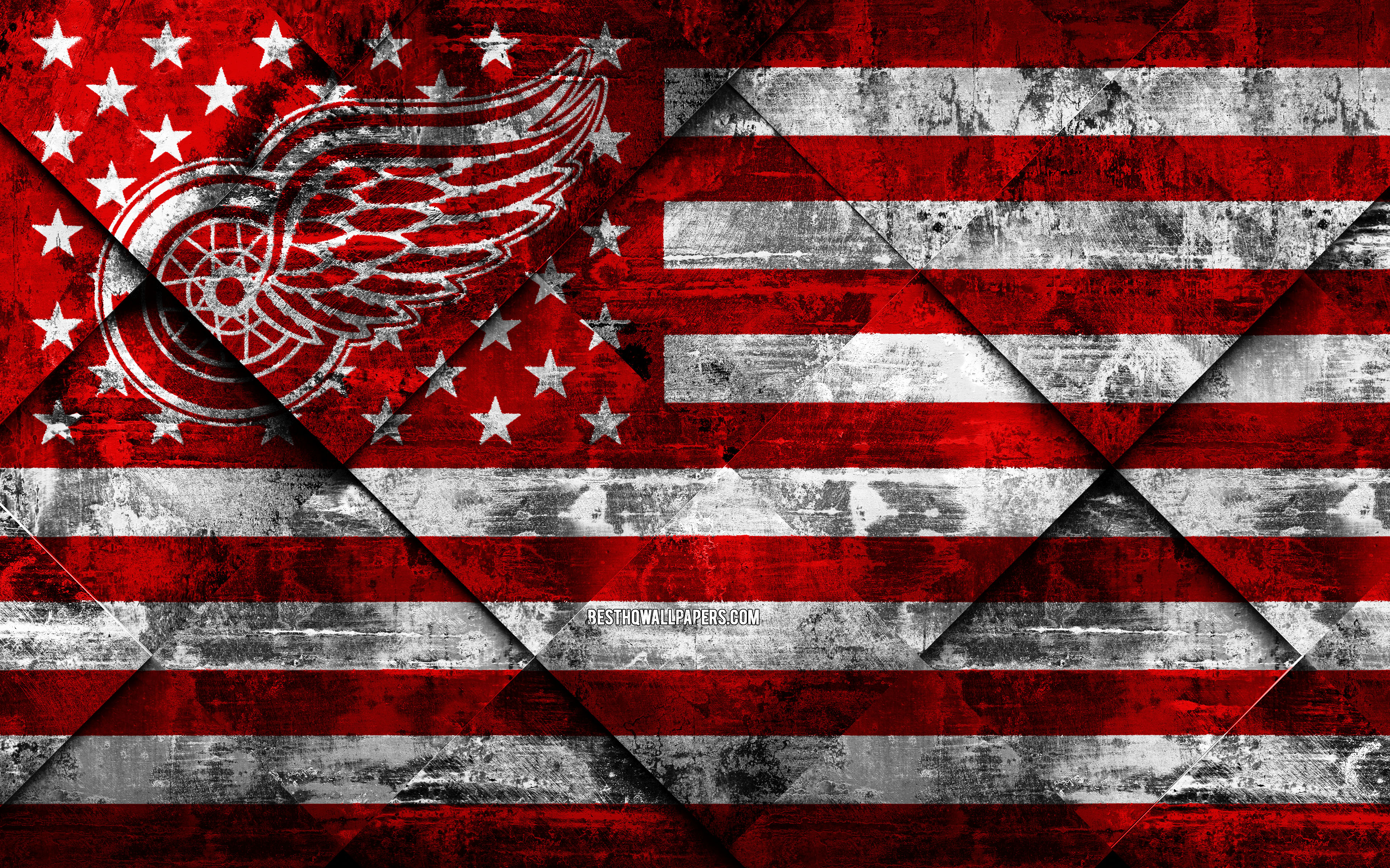 Detroit Red Wings, 4k, American Hockey Club, Grunge - High Resolution Carolina Panthers - HD Wallpaper 