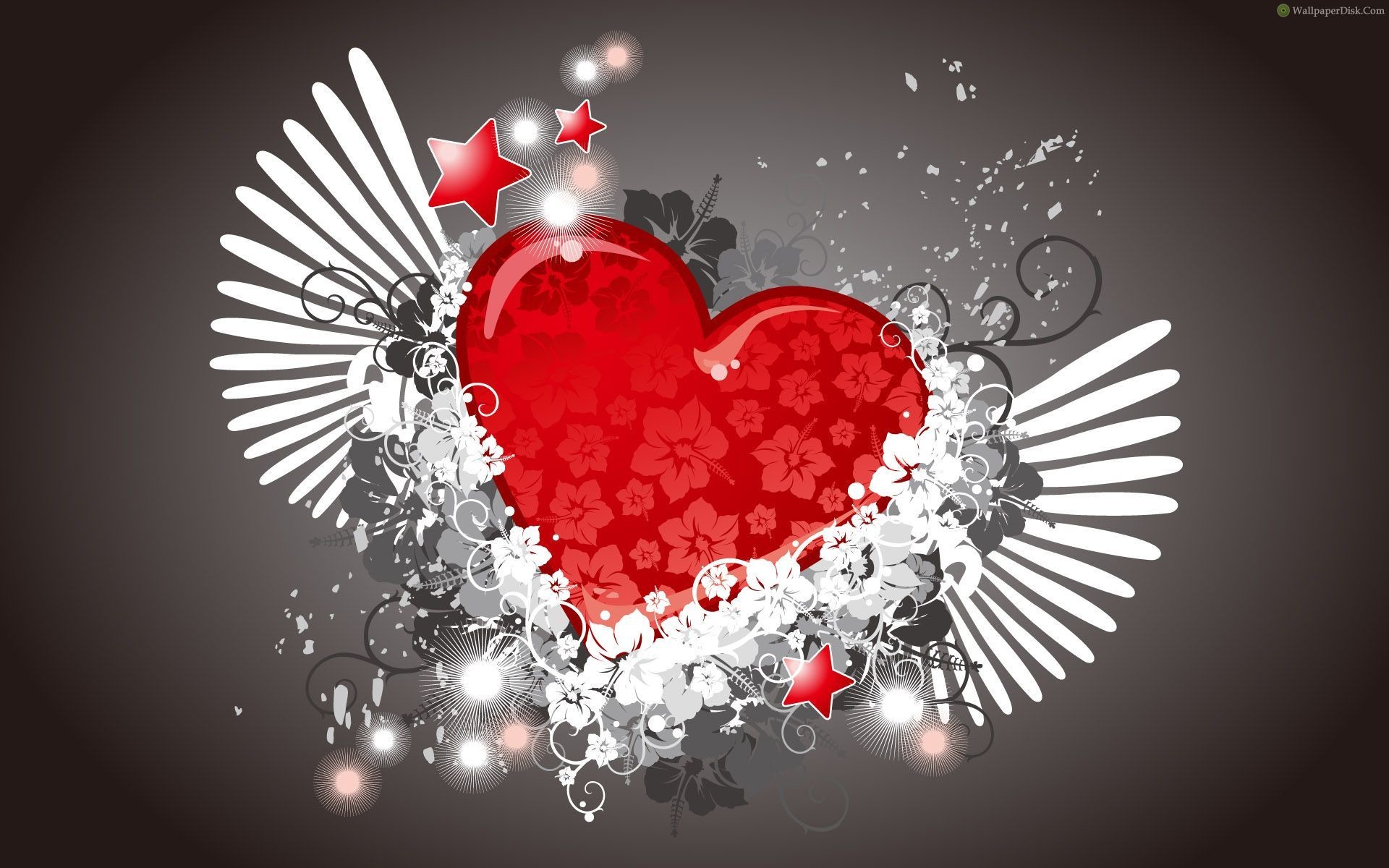 Cool Hearts With Wings - Heart Wallpaper Love - HD Wallpaper 