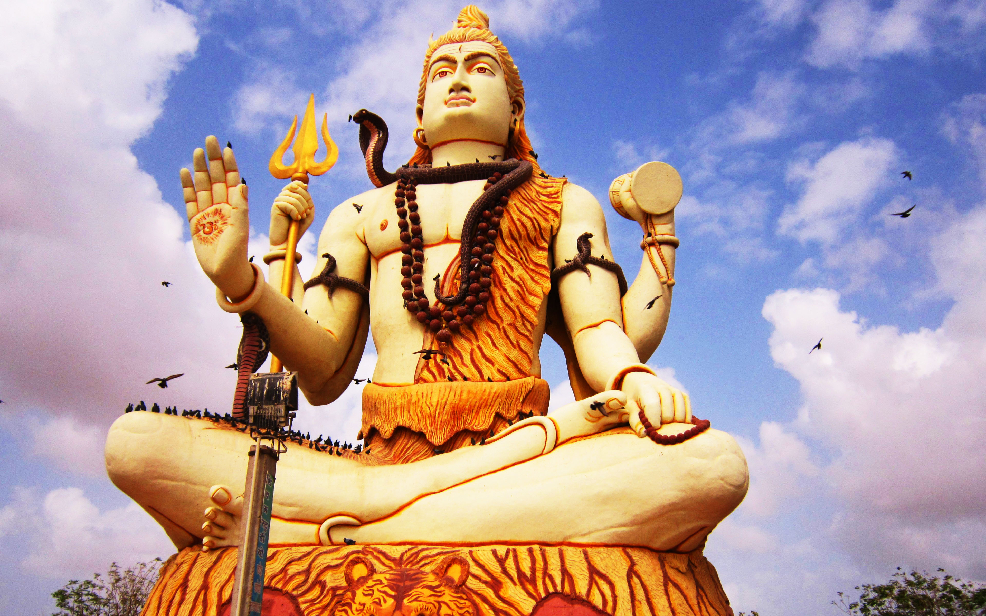 Lord Shiva Big Statue And Birds - Nageshvara Jyotirlinga - HD Wallpaper 