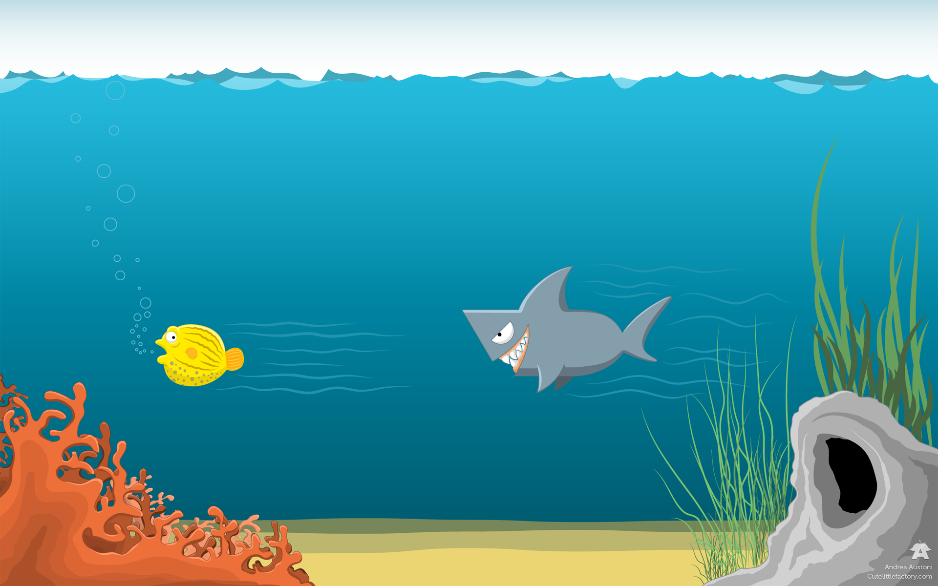 Cartoon Shark Backgrounds - HD Wallpaper 