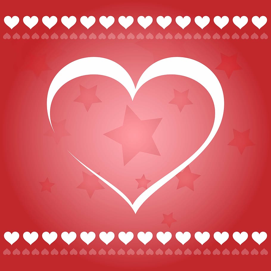 Red, White, Heart, Star Wallpaper, Postcard, Banner, - Valentine Day - HD Wallpaper 