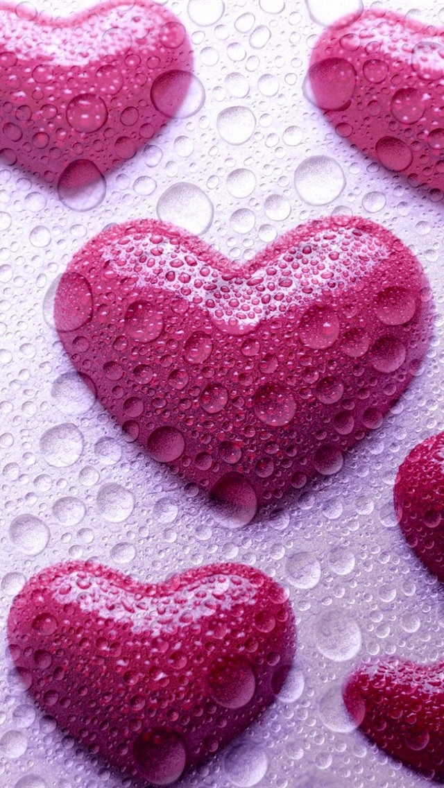 Iphone Wallpaper Pink Love Hearts, Water Droplets, - Обои На Айфон Сердечки - HD Wallpaper 