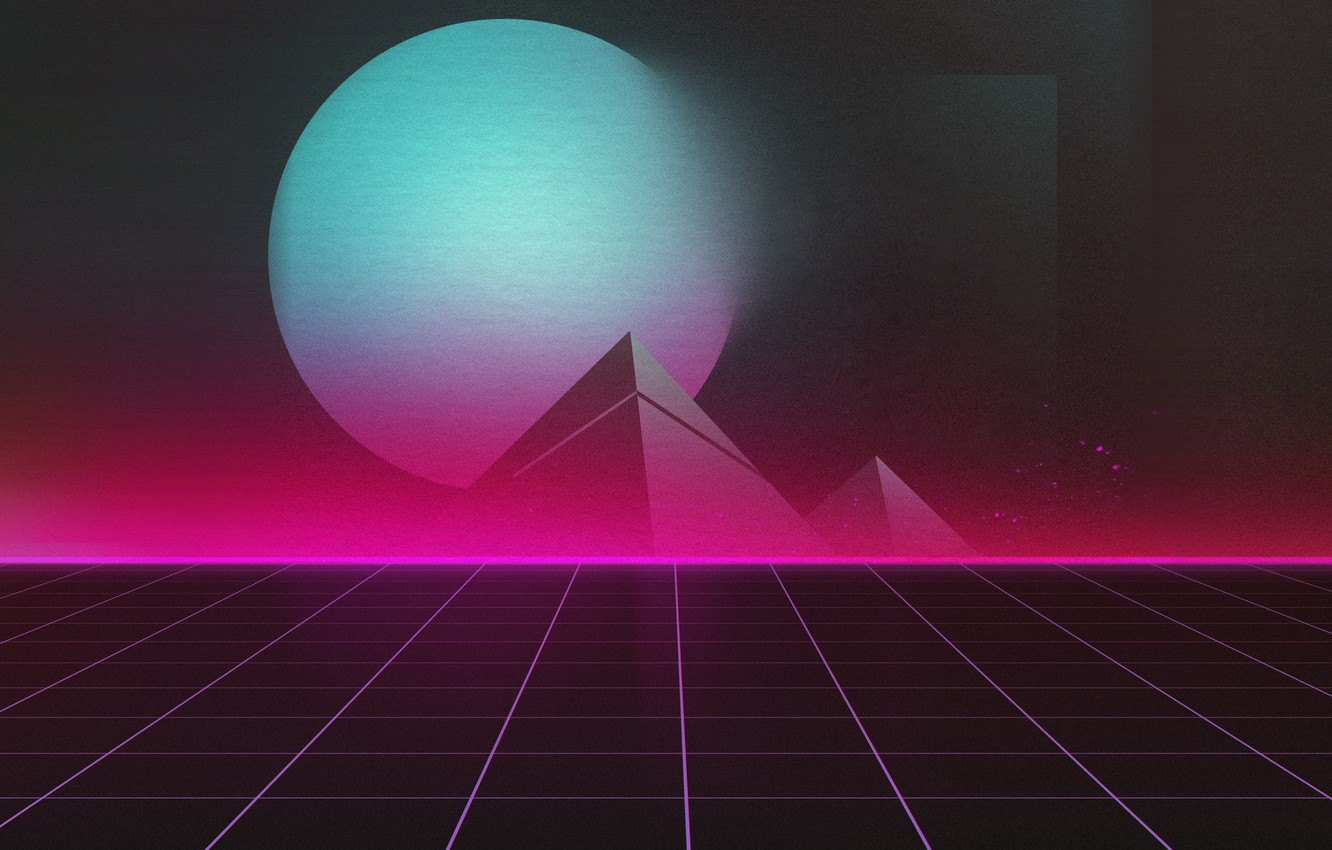 Photo Wallpaper Music, Planet, Pyramid, Background, - Retrowave Planet - HD Wallpaper 