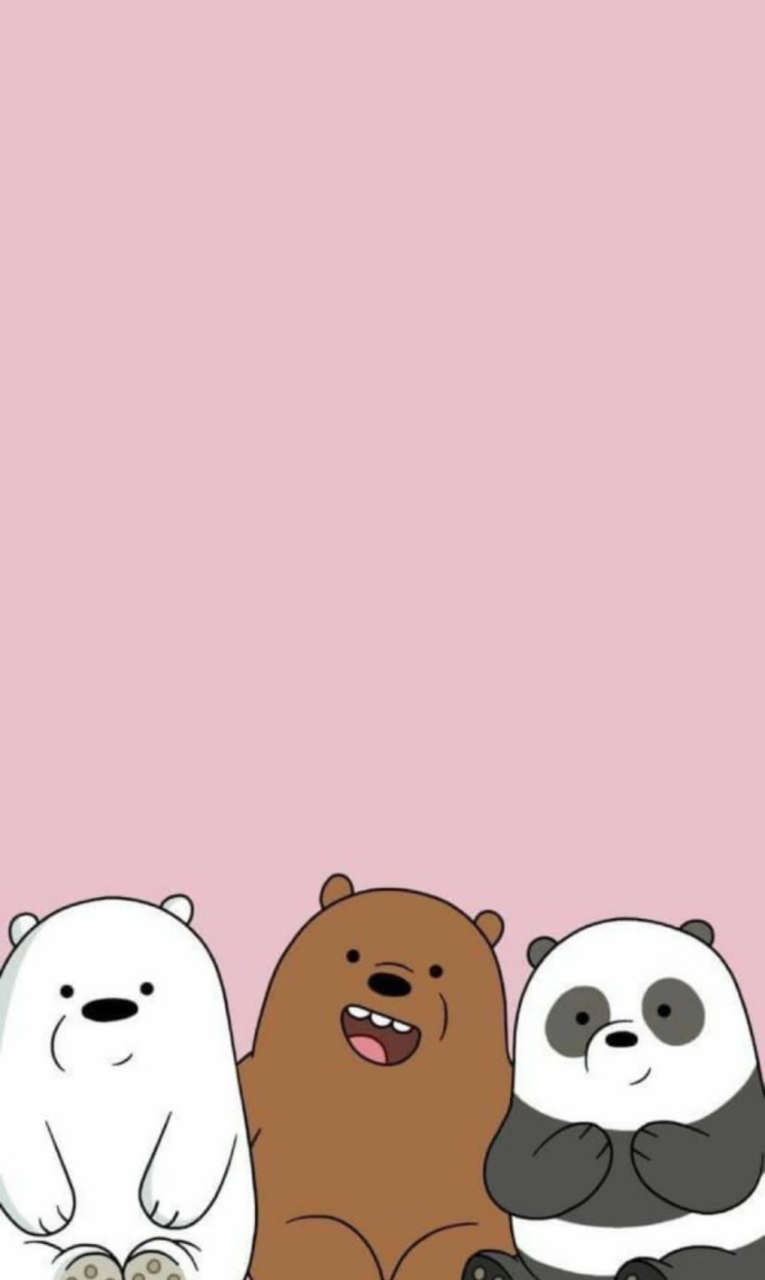 Bear, Wallpaper, And Panda Image - We Bare Bears Pink Background - HD Wallpaper 