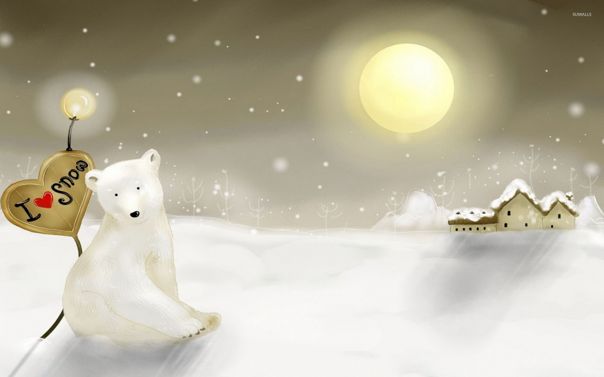 Love Snow Polar Bear - HD Wallpaper 