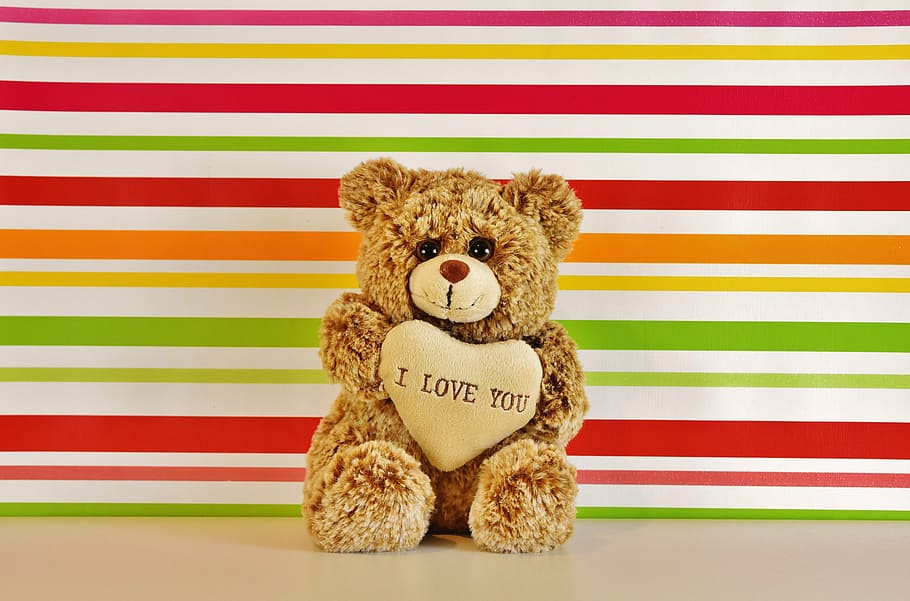 Brown Bear Holding Heart Plush Toy, Love, Teddy, Bears, - Expensive Teddy Bear Eyes - HD Wallpaper 