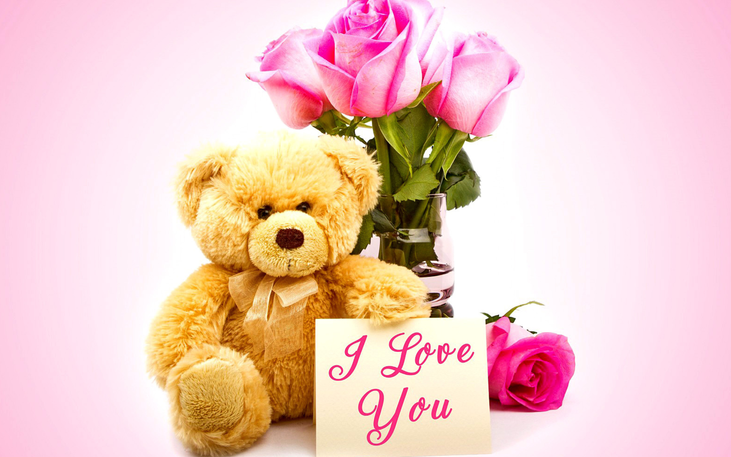 Love You Teddy Bear - HD Wallpaper 
