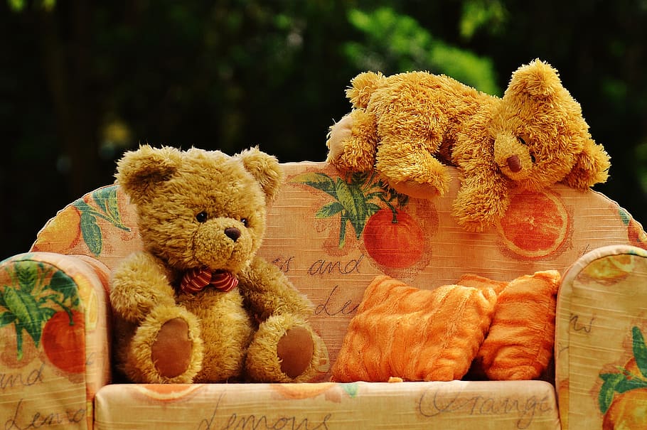 Two Brown Bear Plush Toy On Sofa, Bears, Sweet, Cute, - Birthday Wishes For A 1 Year Old Child - HD Wallpaper 