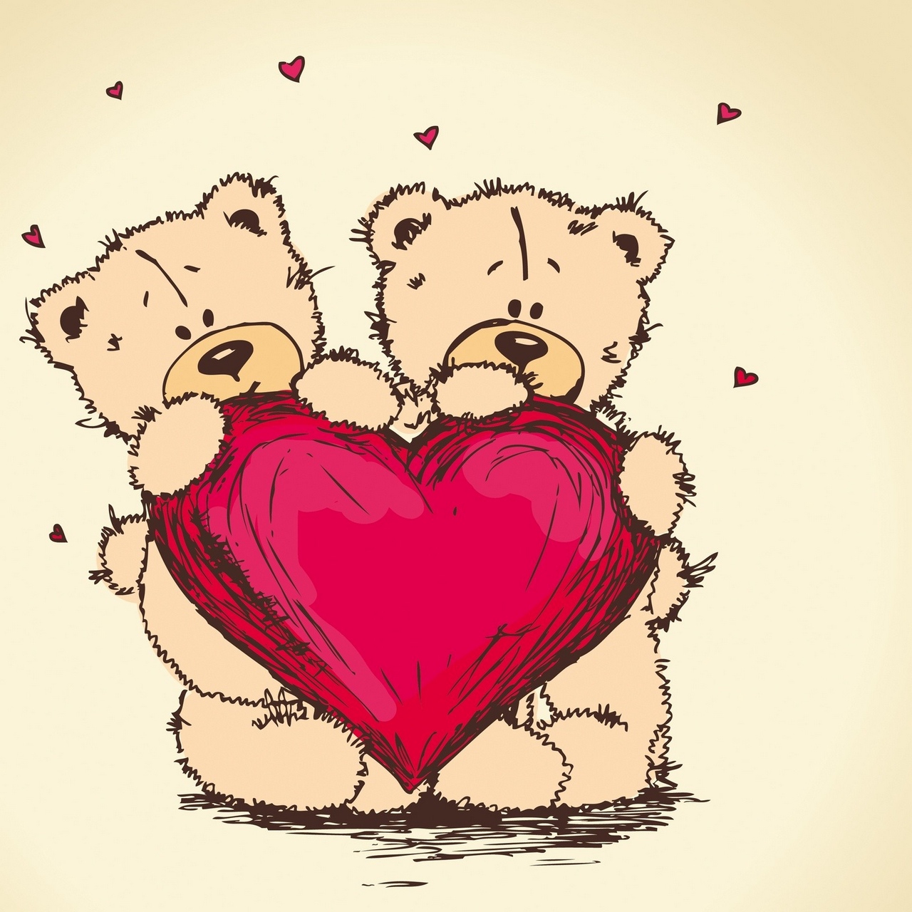 Wallpaper Teddy Bears, Picture, Romance, Couple, Heart, - Valentines Day Phone Backgrounds - HD Wallpaper 