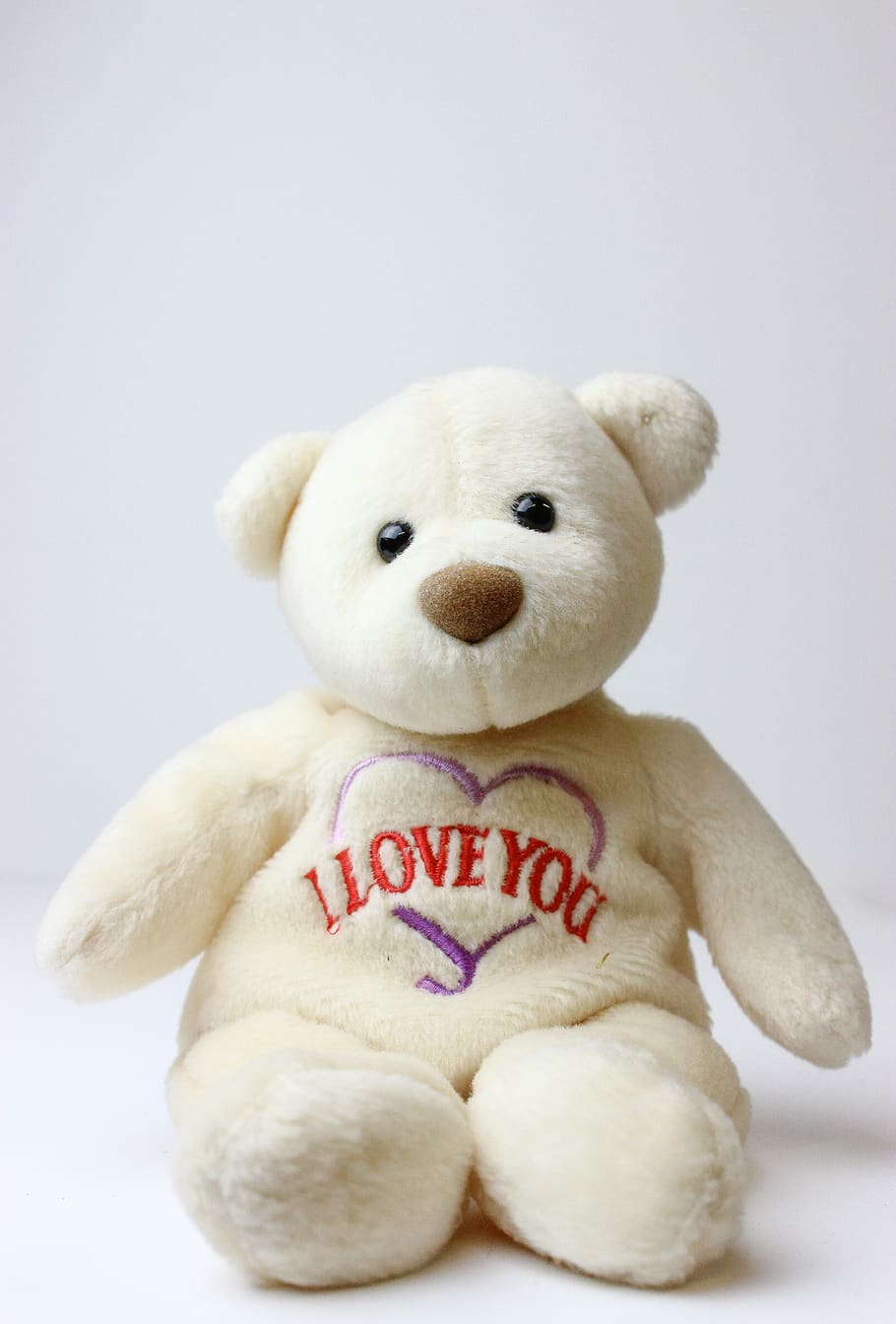 Teddy Bear, Beanie Baby, I Love You, Adorable, White, - Teddy Bear - HD Wallpaper 