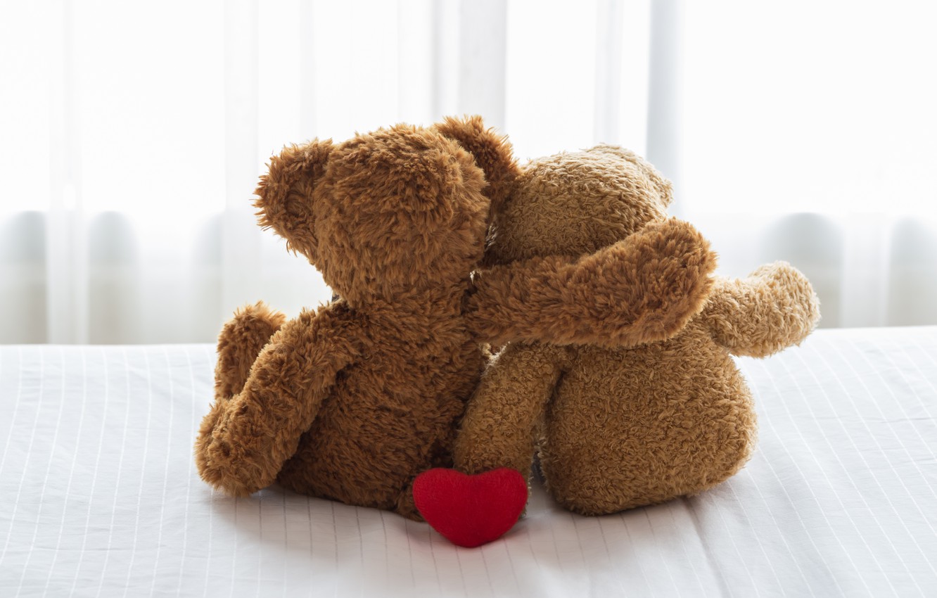 Photo Wallpaper Love, Toy, Heart, Bear, Pair, Love, - Teddy Bear Valentines Day - HD Wallpaper 