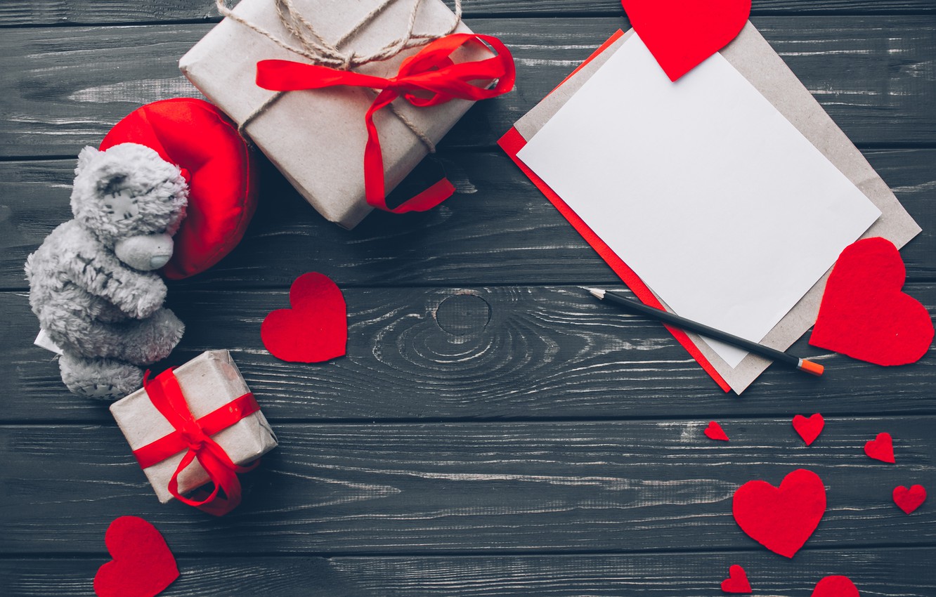 Photo Wallpaper Love, Gift, Heart, Red, Love, Bear, - Heart - HD Wallpaper 