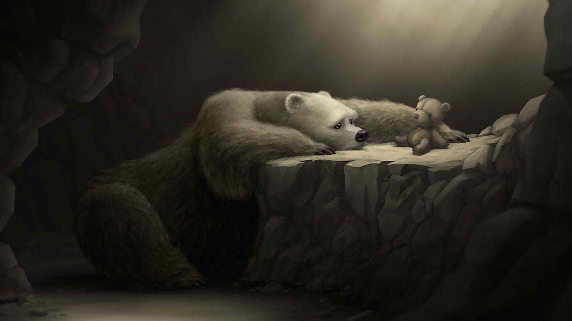 Sad Polar Bear - Solitude Wallpapers Hd - HD Wallpaper 