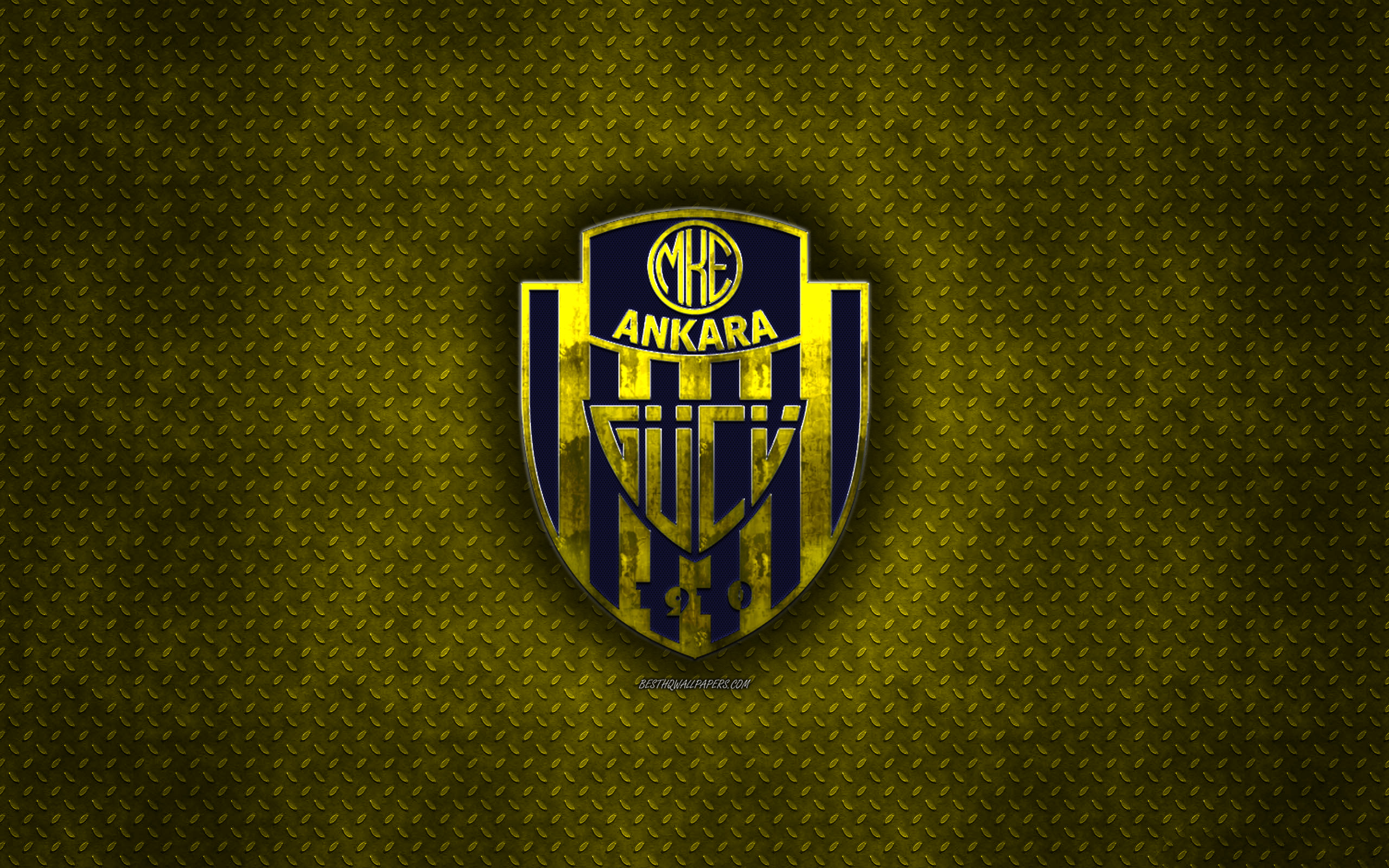 Ankaragucu, Turkish Football Club, Yellow Metal Texture, - Emblem 
