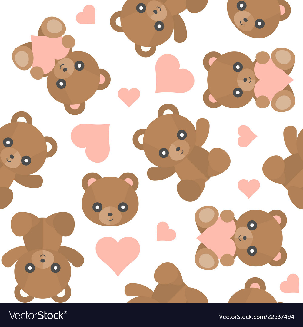 Cute Teddy Bear Pattern - HD Wallpaper 