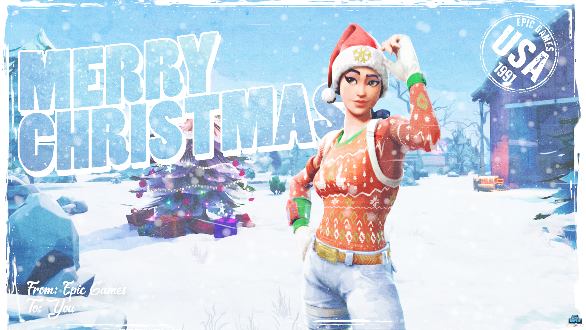 Fortnite Wallpaper Christmas - HD Wallpaper 