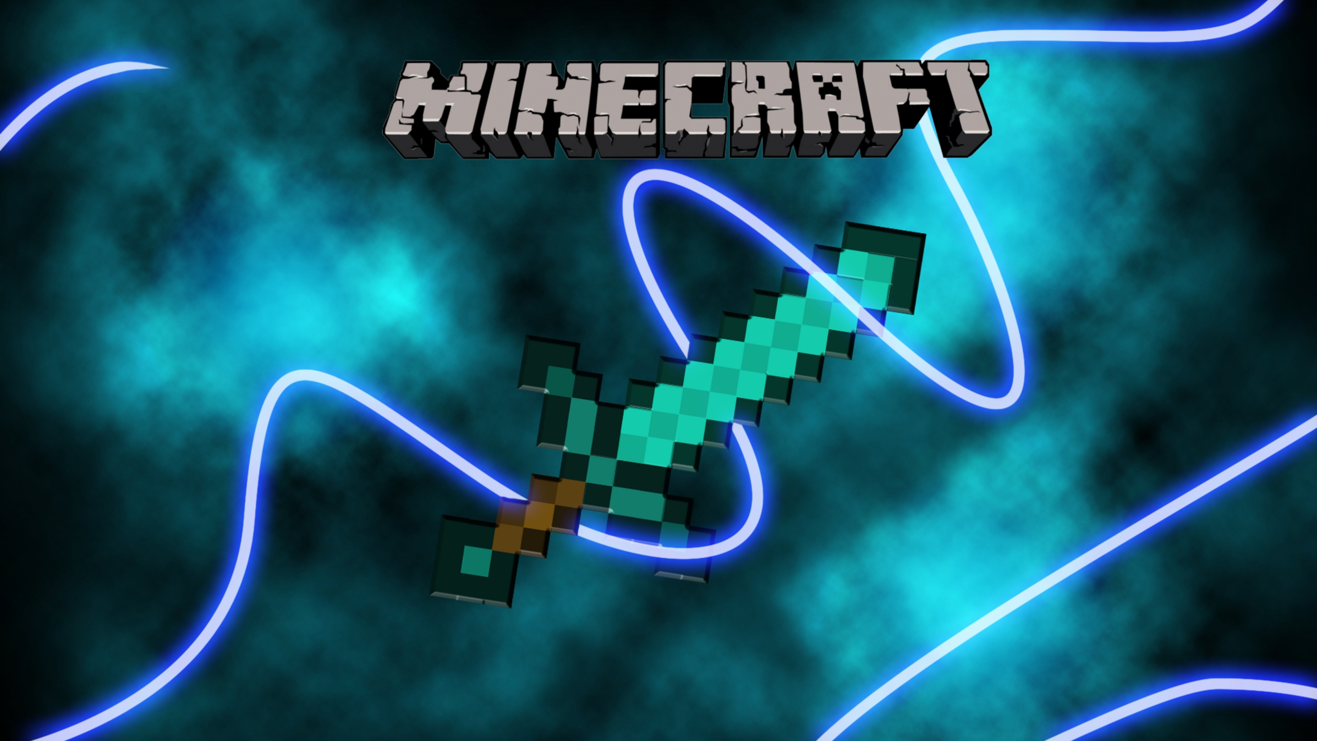 Lightning Minecraft Diamond Sword - HD Wallpaper 