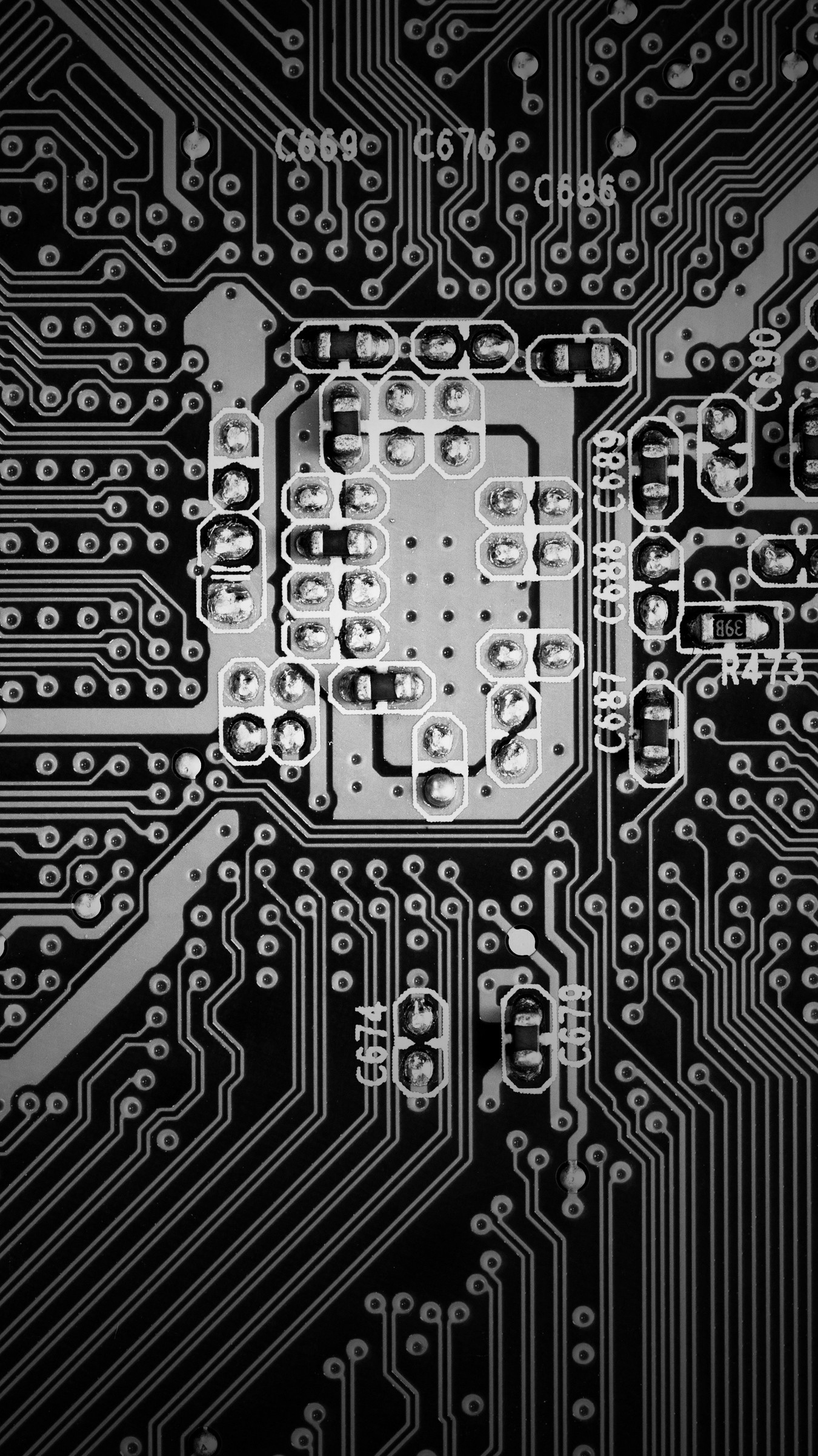 Download Wallpaper Microcircuit Circuit Bw Iphone 8 - Black Circuit Board - HD Wallpaper 