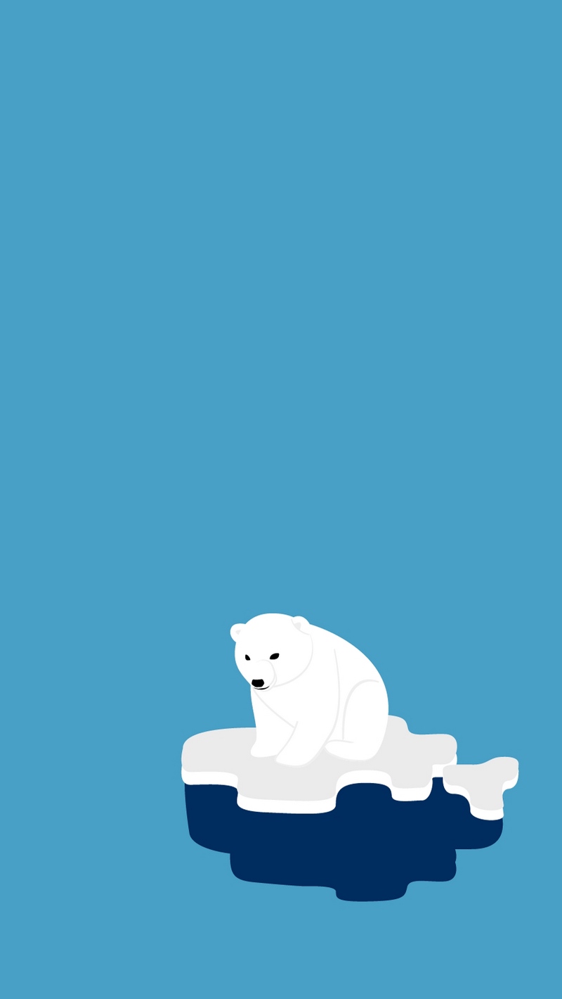 Wallpaper Polar Bear, Ice, Minimalism - Polar Bear Phone Background - HD Wallpaper 