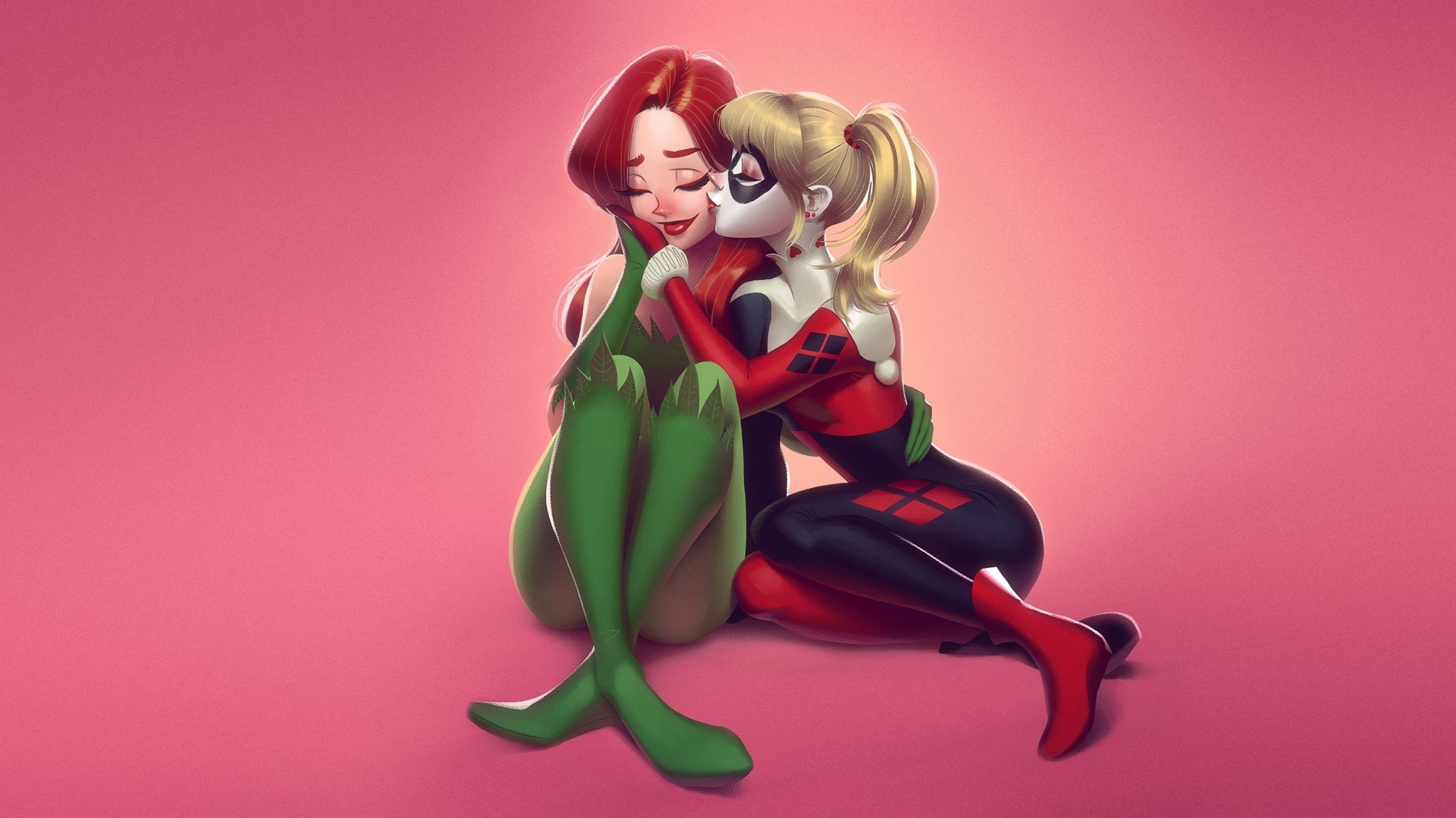 Friends, Poison Ivy, Harley Quinn, Dc Villains, Art, - Harley X Ivy - HD Wallpaper 
