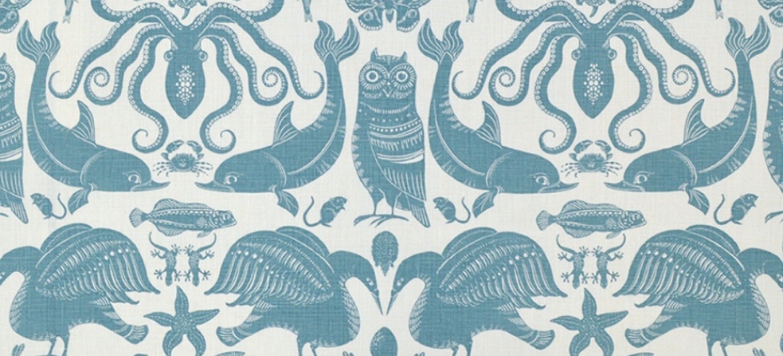Fanny Shorter Birds & Beasts Pebble Blue Animal Print - HD Wallpaper 