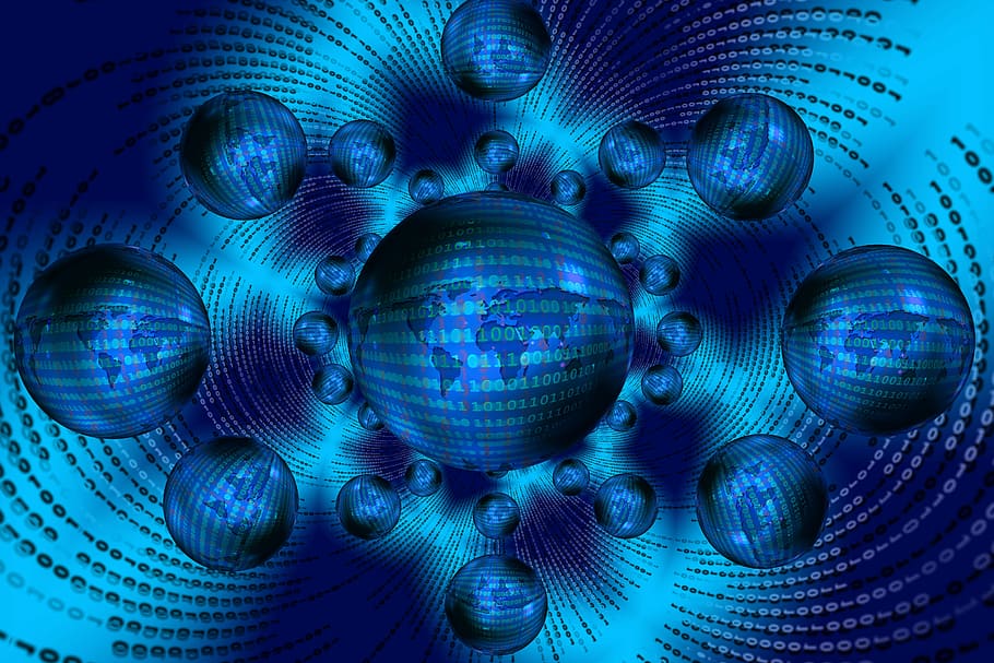 Blue, Teal, Digital, Wallpaper, Binary Code, Ball, - High Speed Optical Networks - HD Wallpaper 