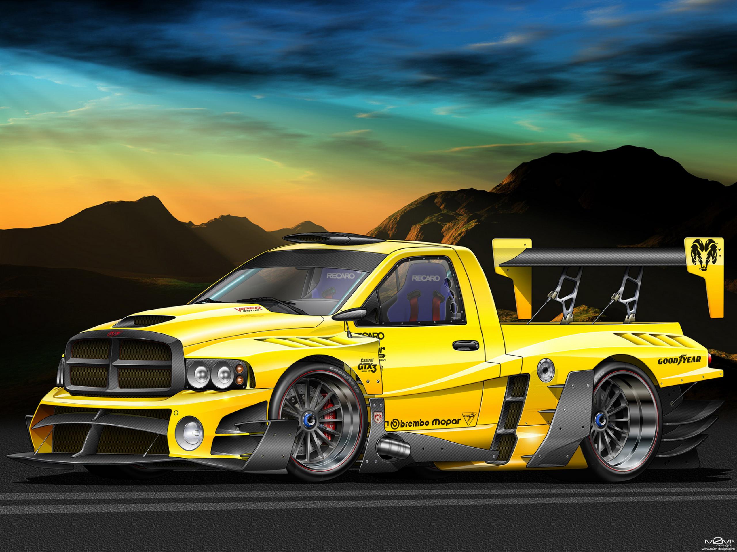 Black And Yellow Cool Cars 1 Free Hd Wallpaper - Dodge Ram Rumble Bee Body Kit - HD Wallpaper 