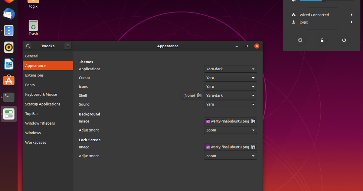 Dark Menus Yaru Ubuntu - Ubuntu 19.10 Gnome Extensions - HD Wallpaper 