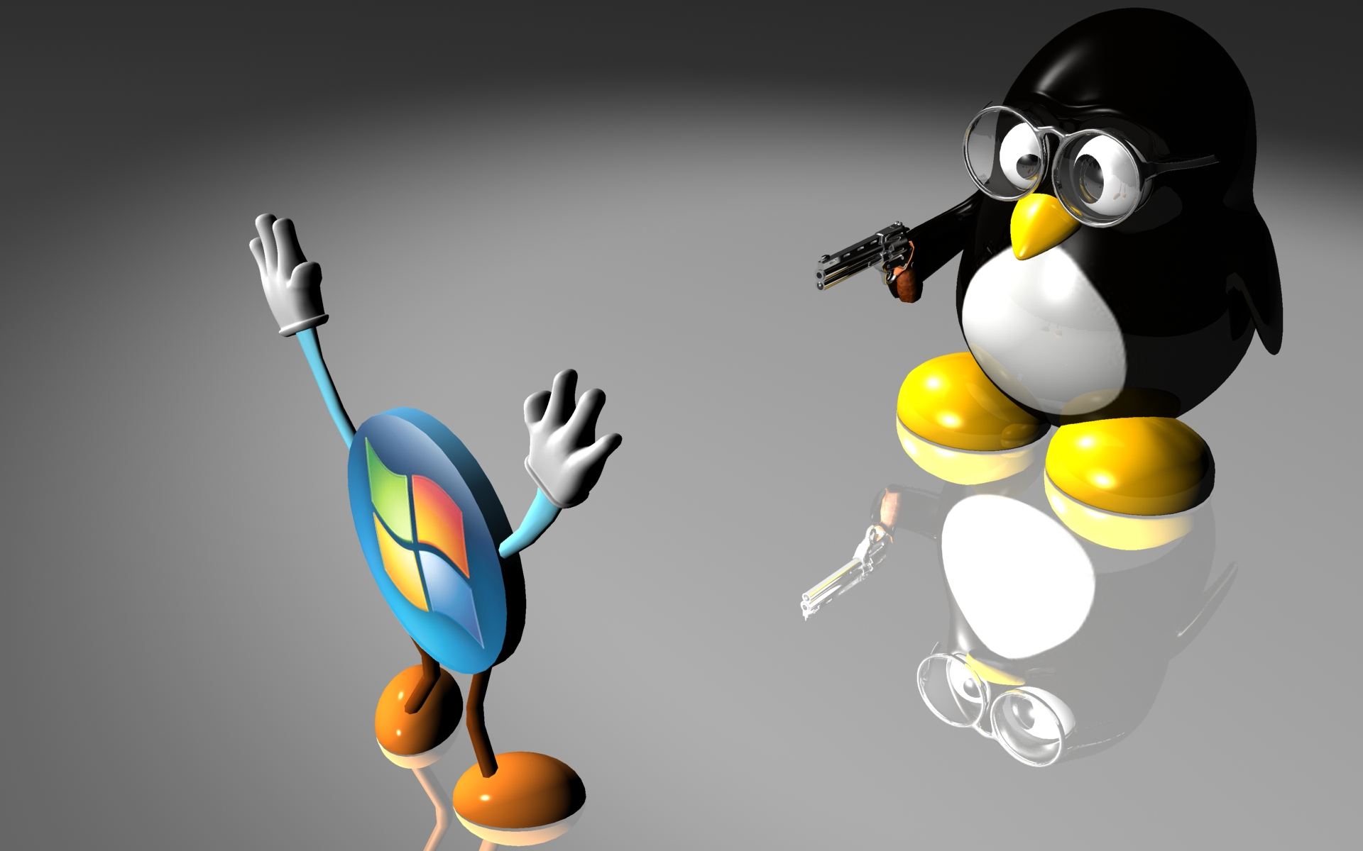 Linux Wallpaper - Linux Pinguin Vs Windows - HD Wallpaper 