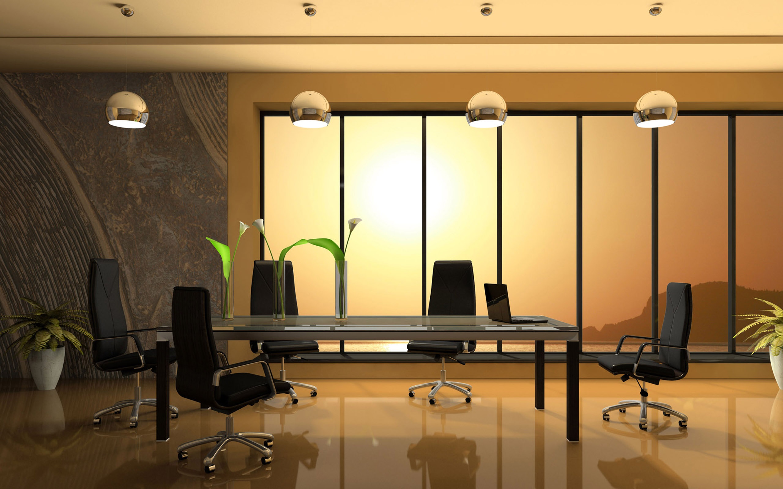 Wallpaper Table, Office Chairs, Glass, Window - Office Interior Design Hd - HD Wallpaper 