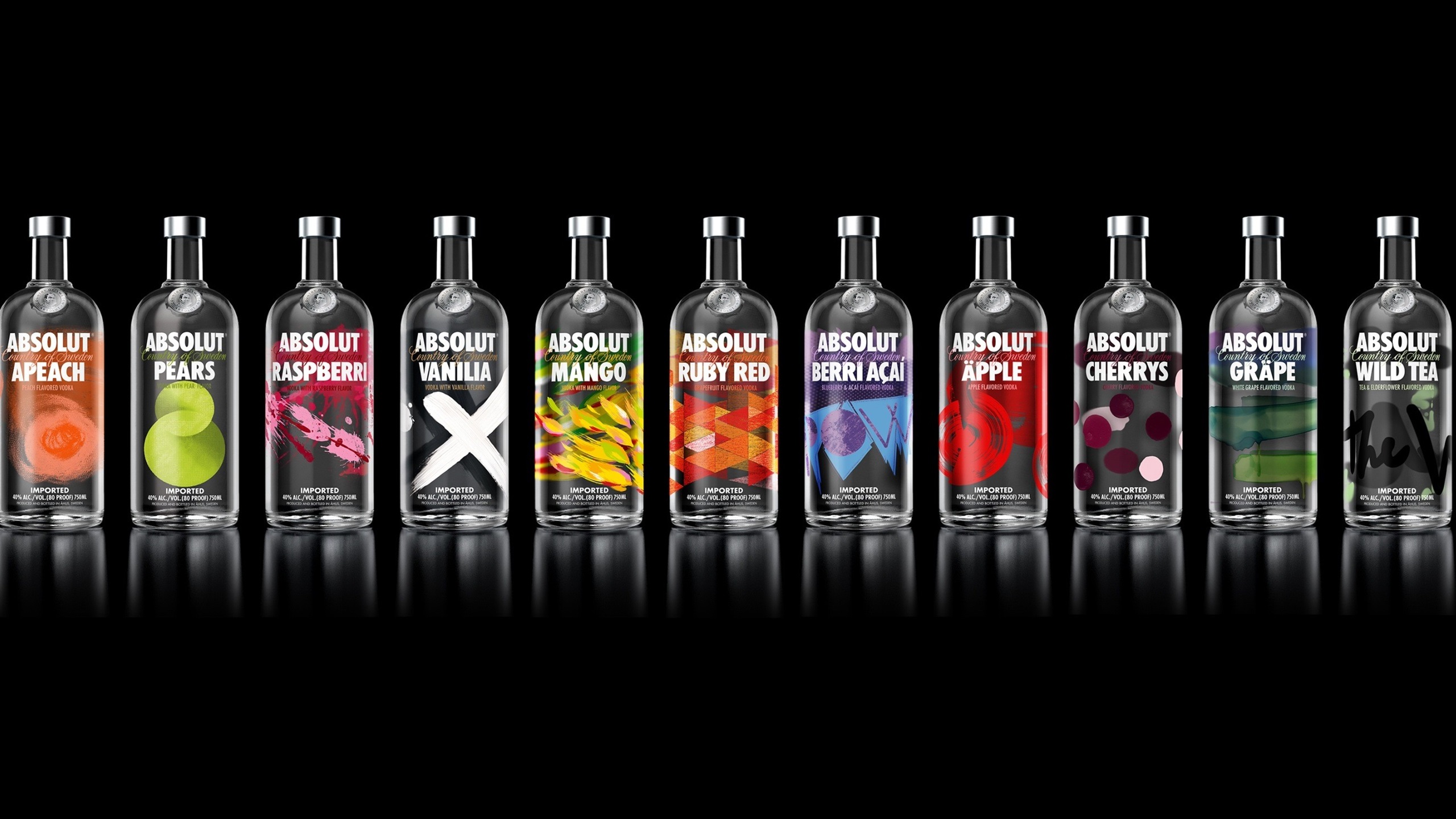Wallpaper Absolut Vodka Many Variety Taste - Absolut Vodka All Flavours - HD Wallpaper 