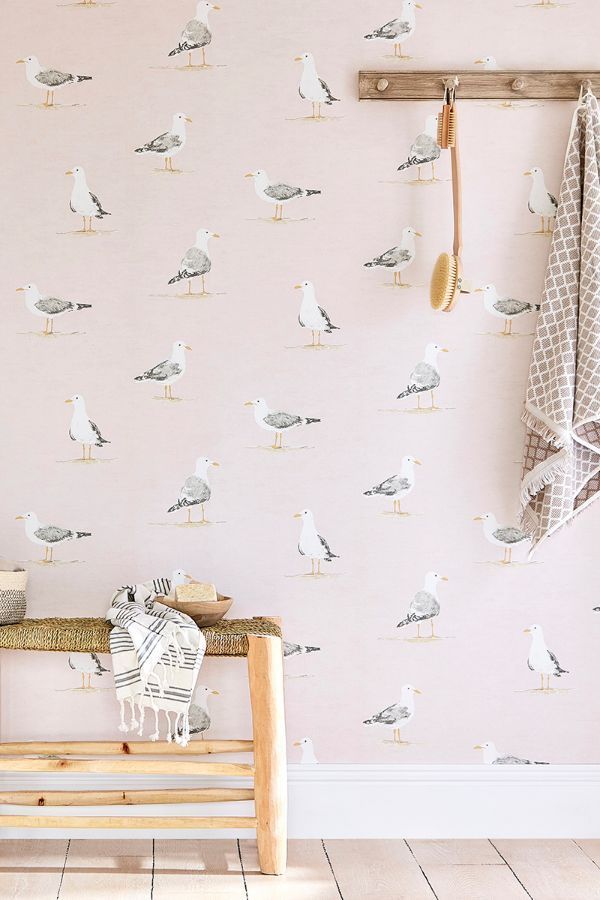 Sanderson Shore Birds Blush - HD Wallpaper 