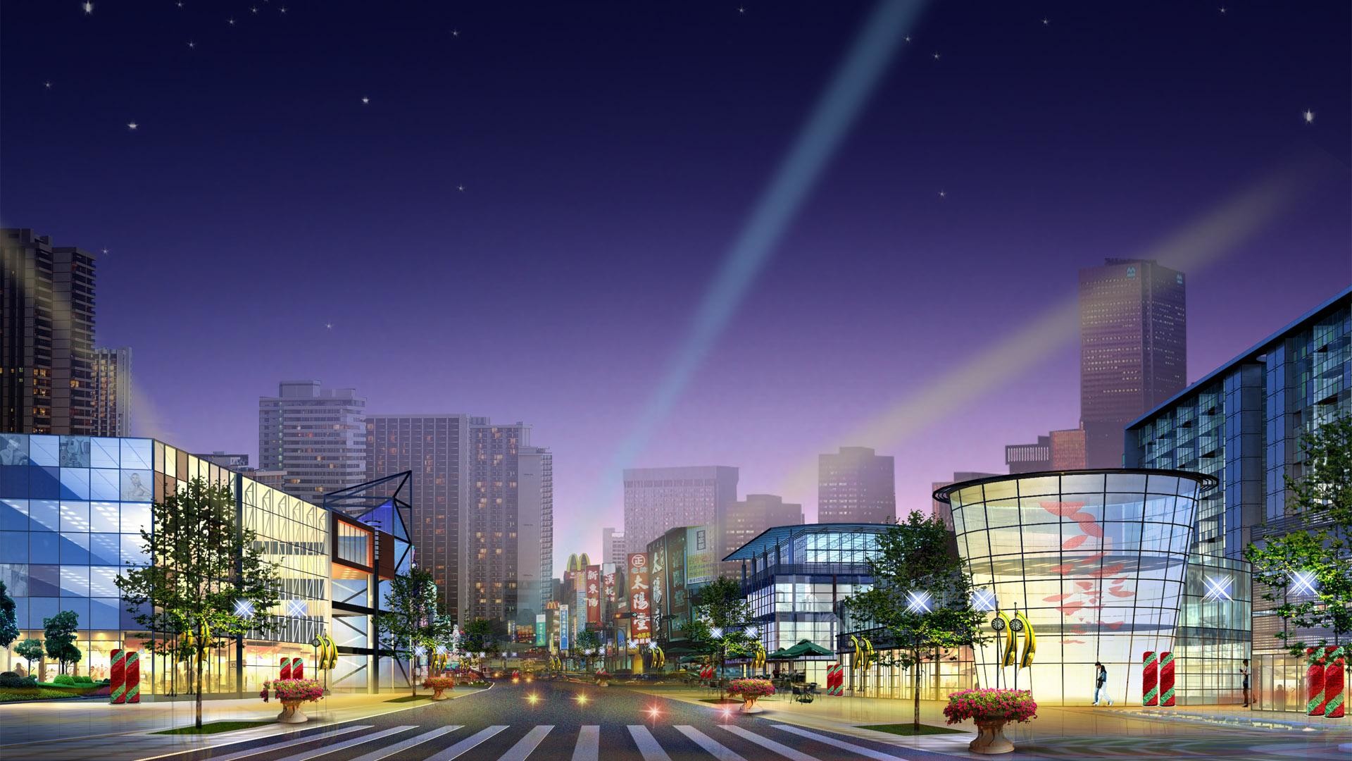 Modern City Architecture 3d Wallpaper 
 Data-src - 3d Cartoon Street Background - HD Wallpaper 