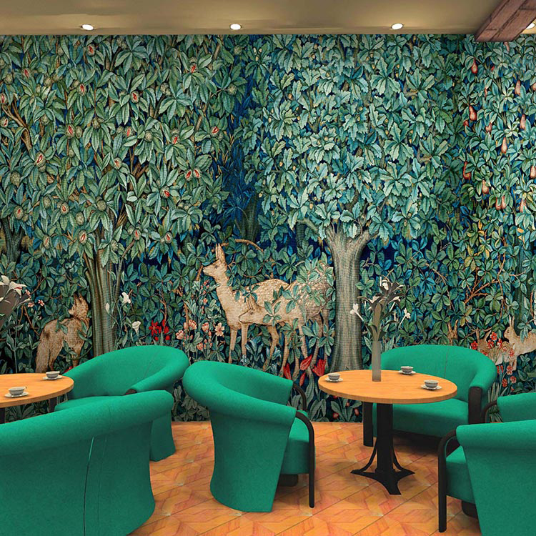 Waterproof Living Room Interior Wall Paper 3d Pvc Mural - Garden Restaurant Pic Hd - HD Wallpaper 