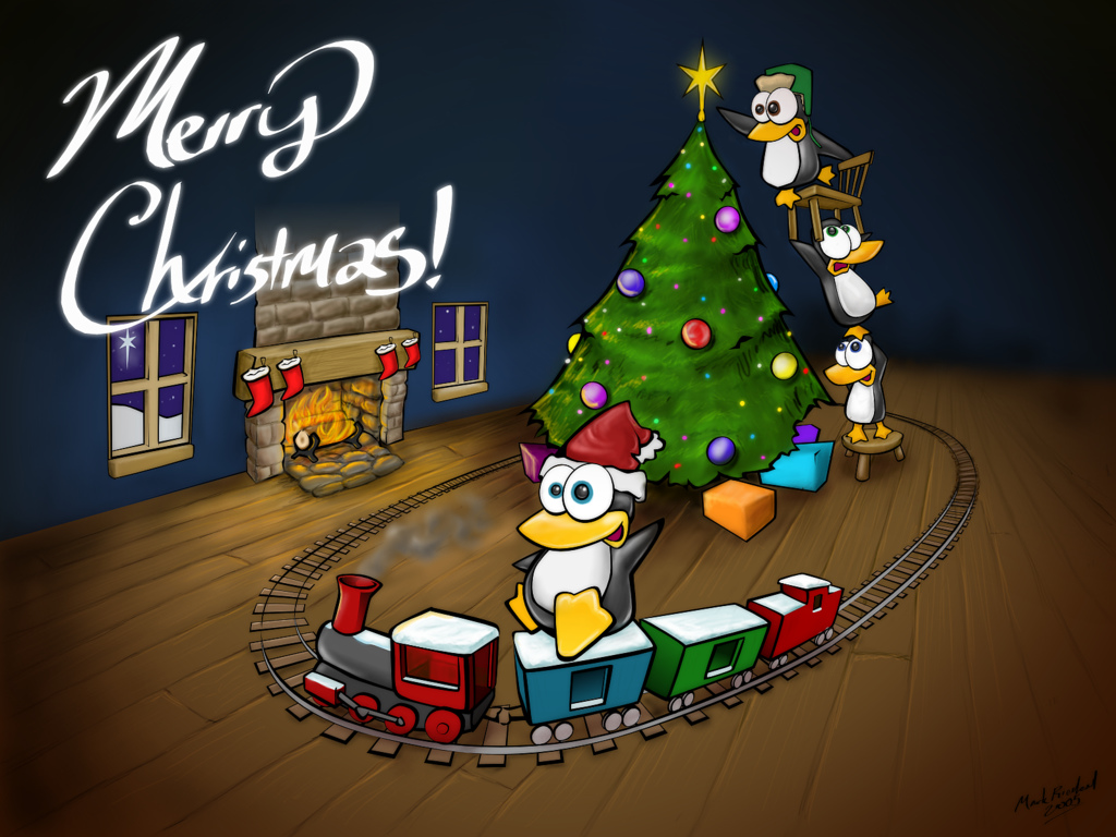 Posted Image - Christmas Tux Linux 2019 - HD Wallpaper 