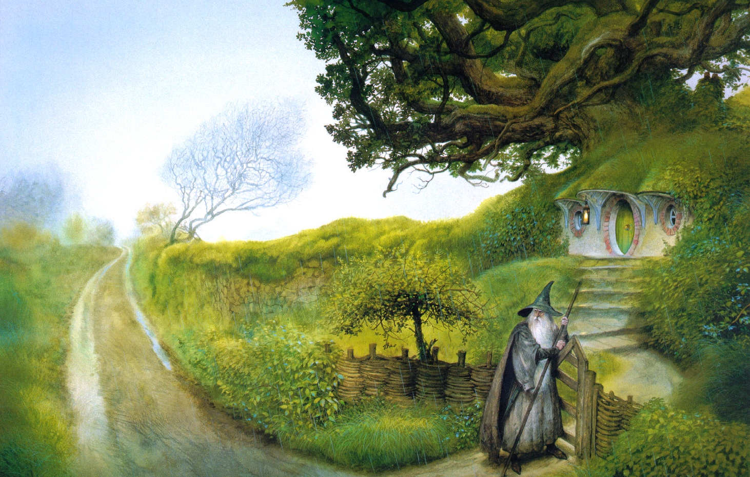 Wallpaper - Lord Of The Rings Art The Shire - HD Wallpaper 