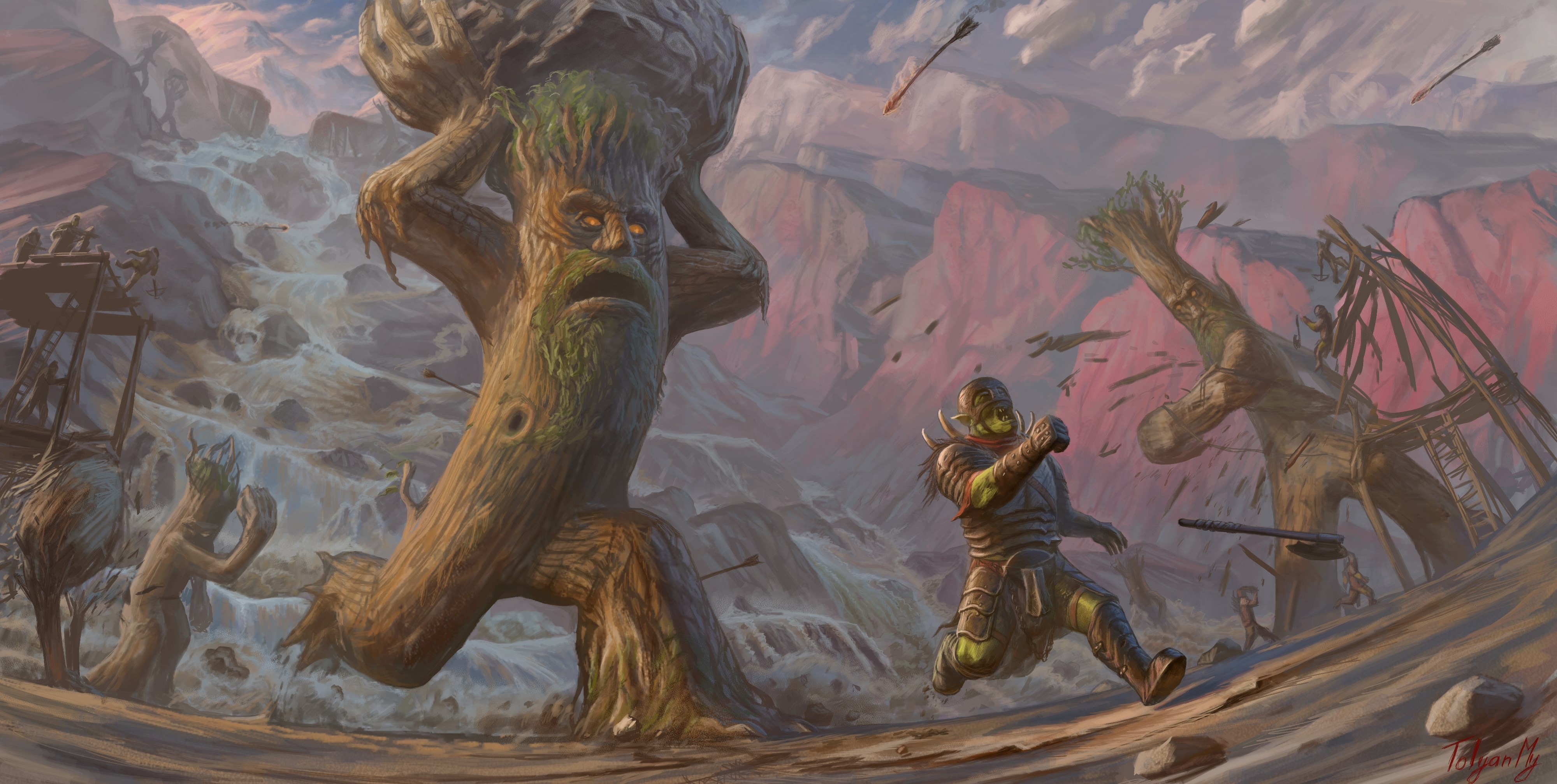 Ents Attack Isengard Art - HD Wallpaper 