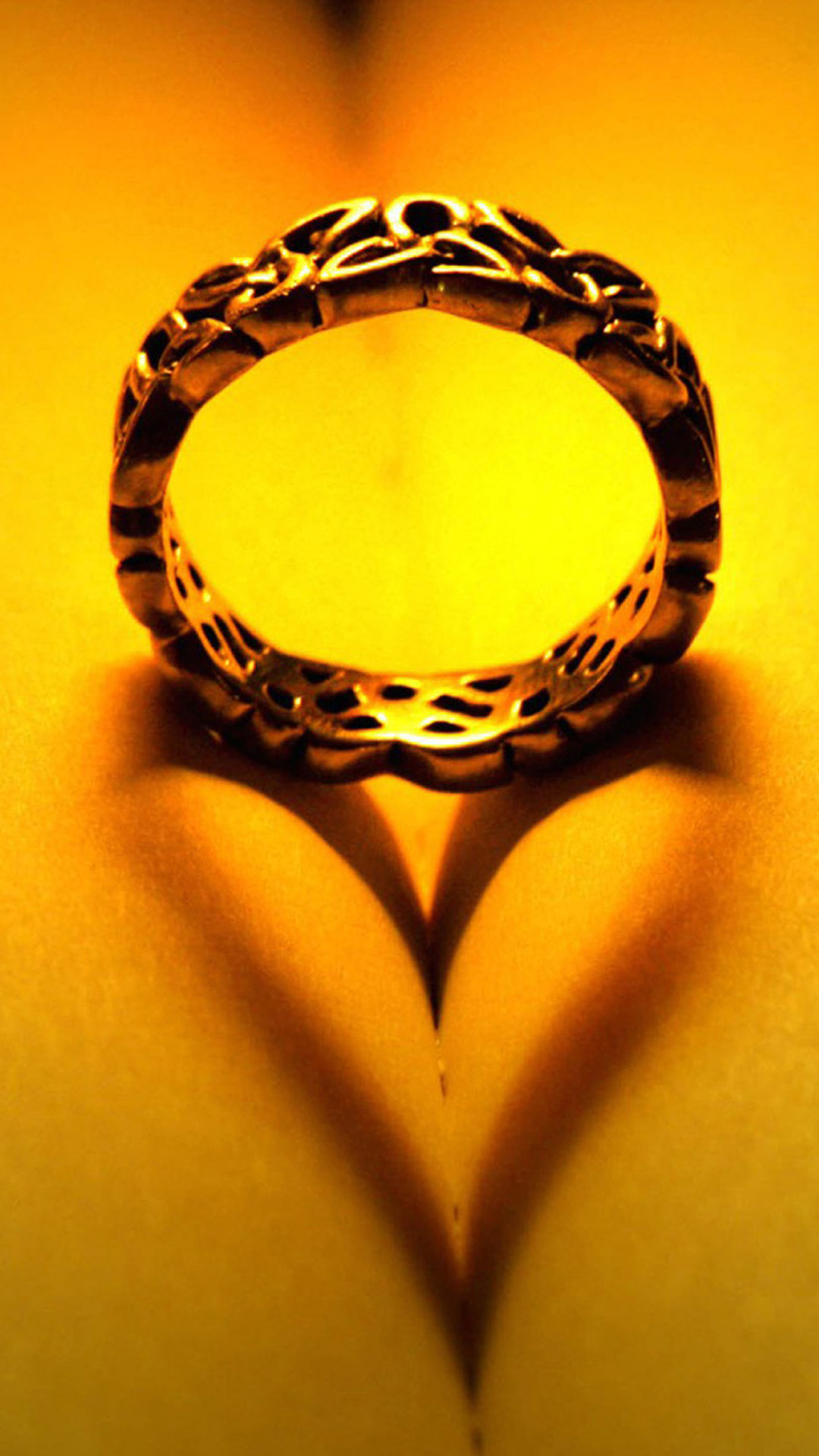 Golden Ring Book Love Shaped Shadow Iphone - HD Wallpaper 