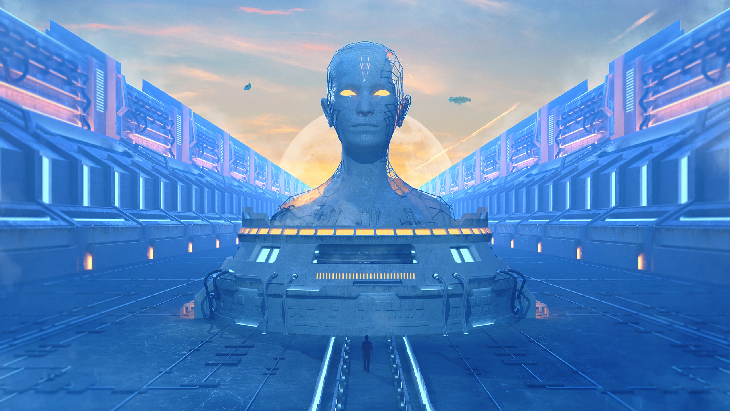 Wallpaper Building, Sculpture, Bust, Sci-fi, Art - Statue - HD Wallpaper 