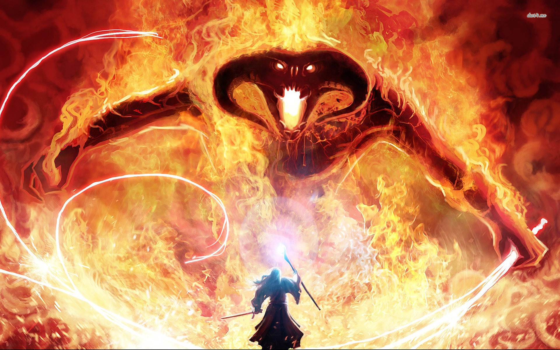 1920x1200, Gandalf And Balrog - Balrog Lord Of The Rings - HD Wallpaper 