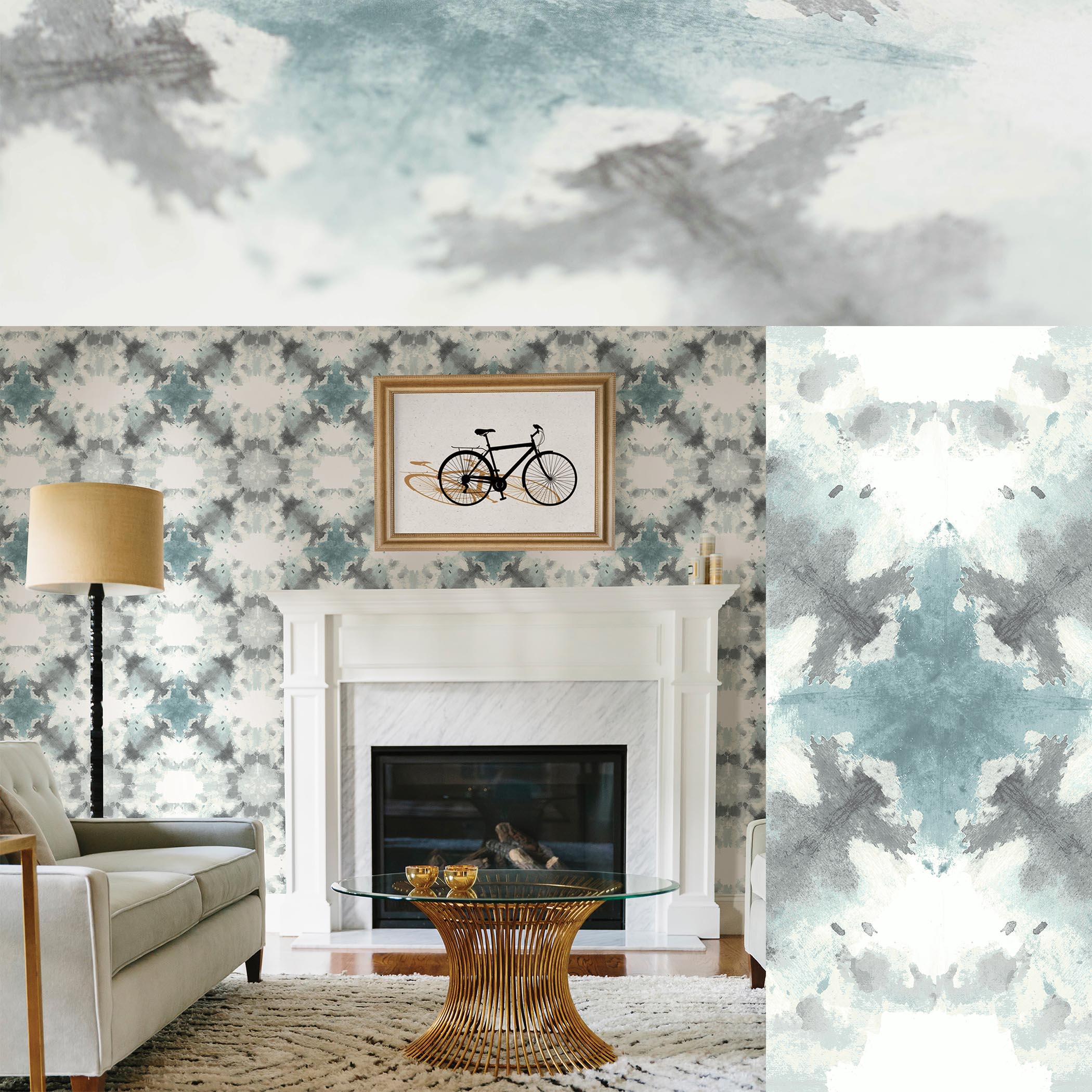 Abstract Ink Blot Geometric Wallpaper - Brewster Moonlight Wallpaper