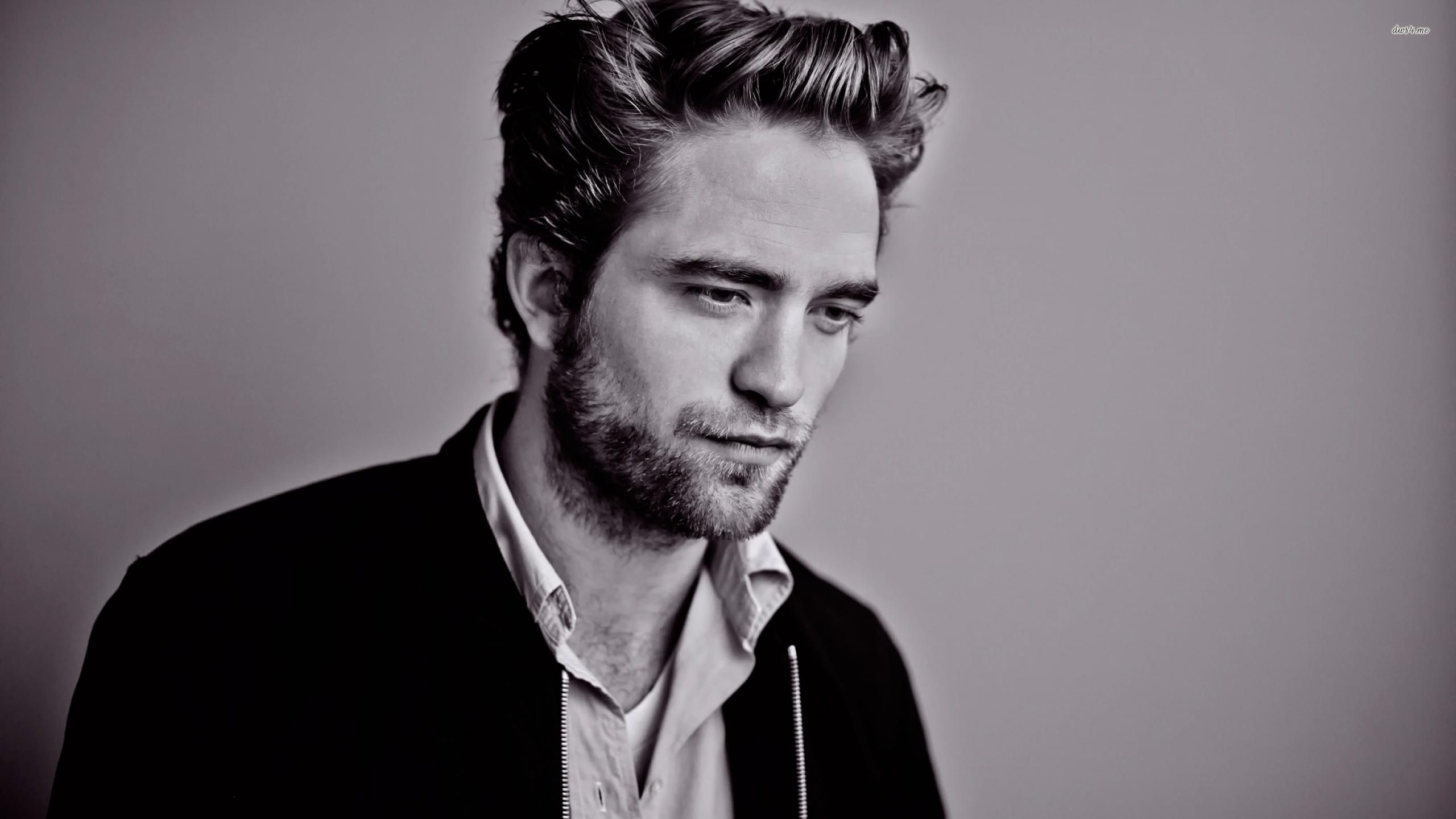 Robert Pattinson Beard Black And White - HD Wallpaper 