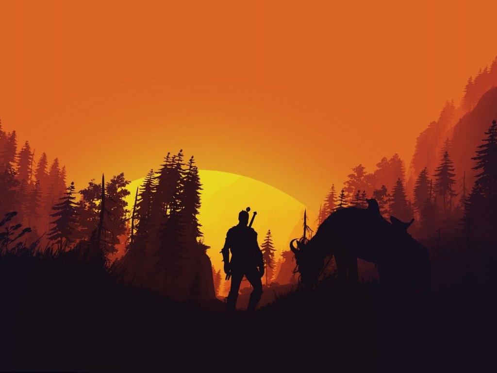 The Witcher Wild Hunt Minimal Art Wallpaper - Witcher Wallpaper Minimalist - HD Wallpaper 
