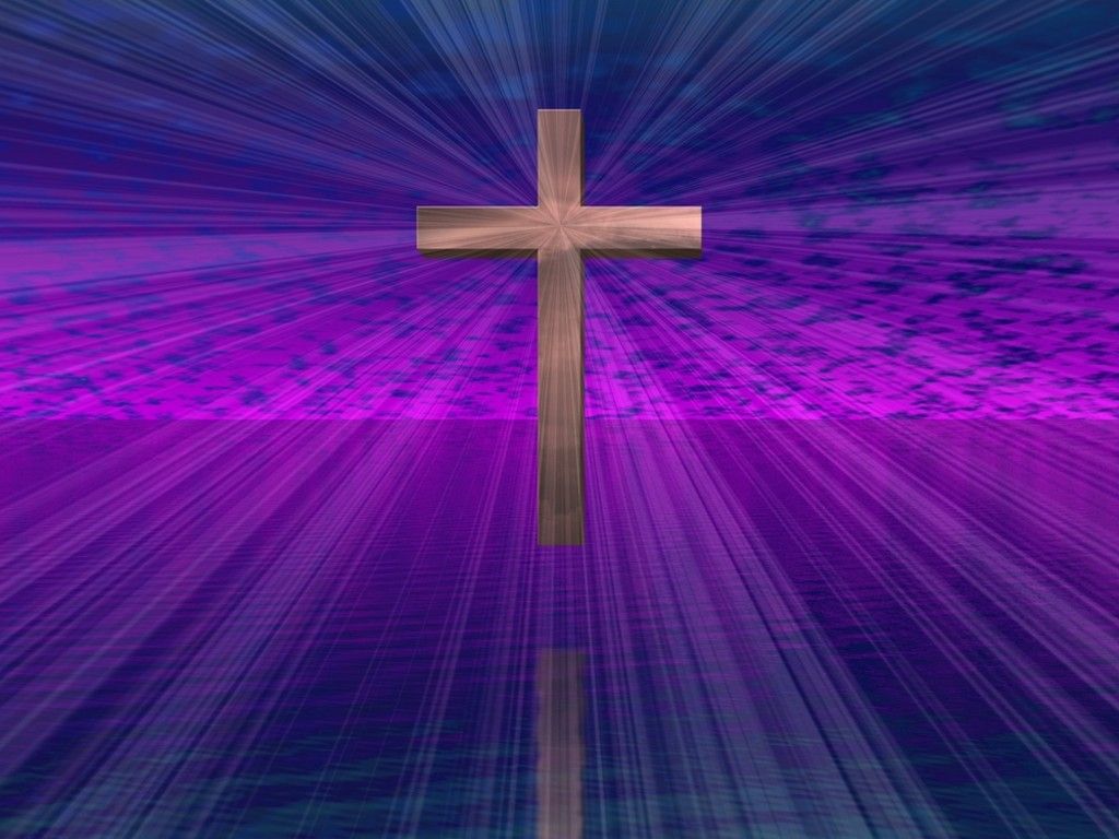 Cross With Purple Background - HD Wallpaper 
