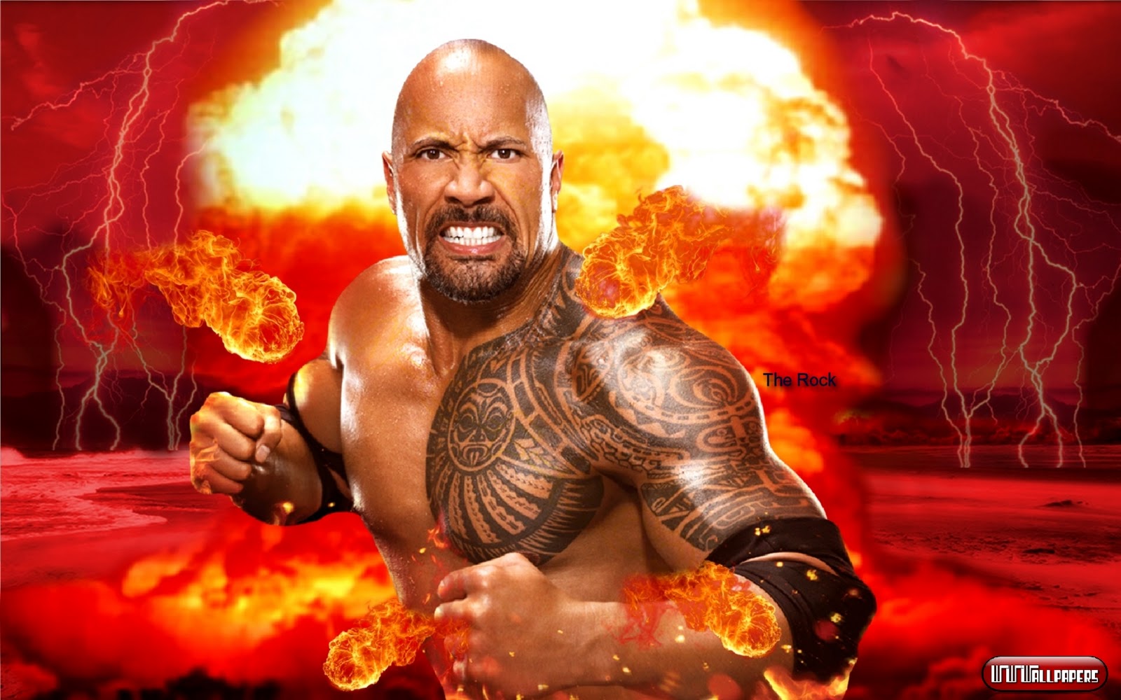 Wwe Best Wallpapers Wallpaper - Dwayne Johnson With Fire - HD Wallpaper 