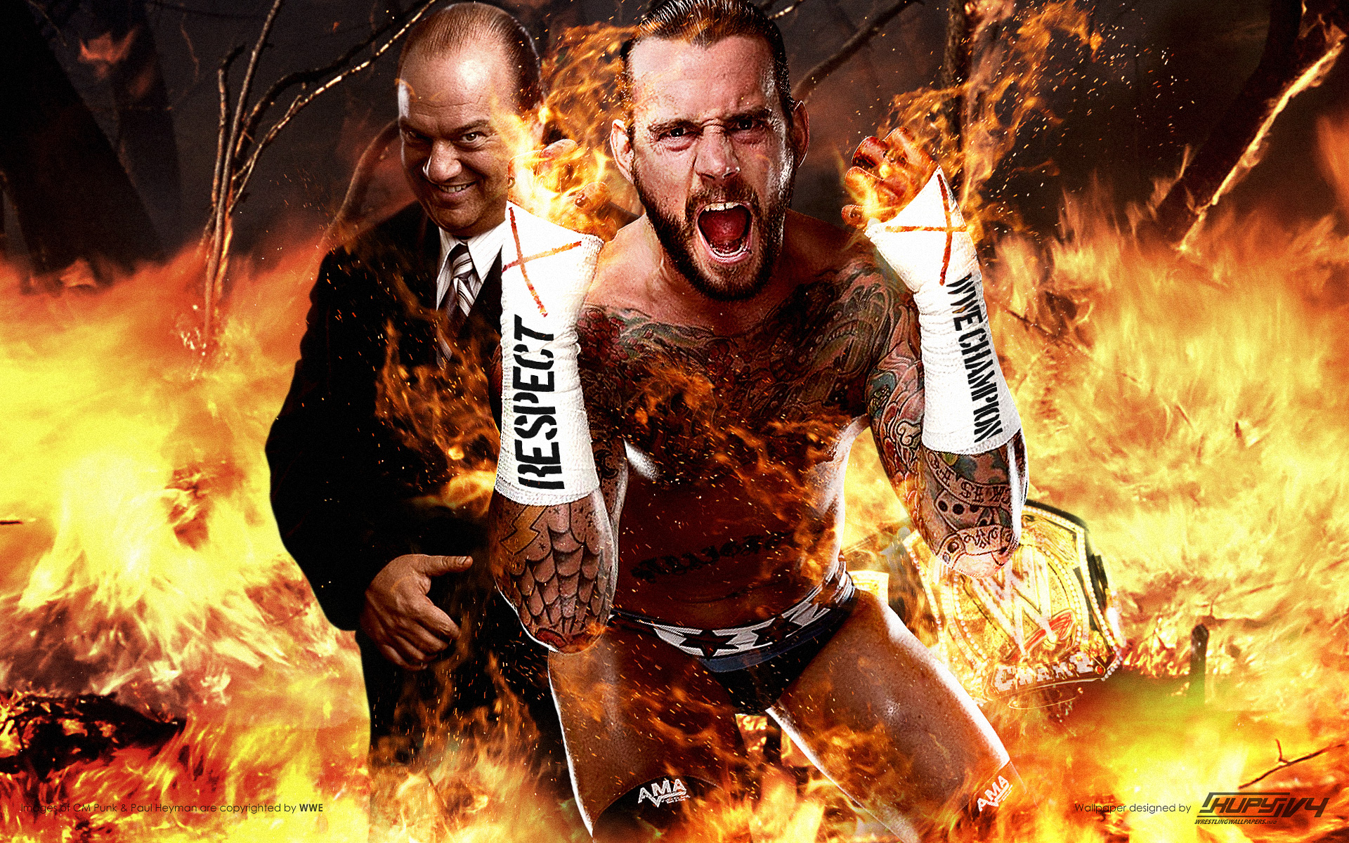 Cm Punk Wwe Championship Paul Heyman - HD Wallpaper 