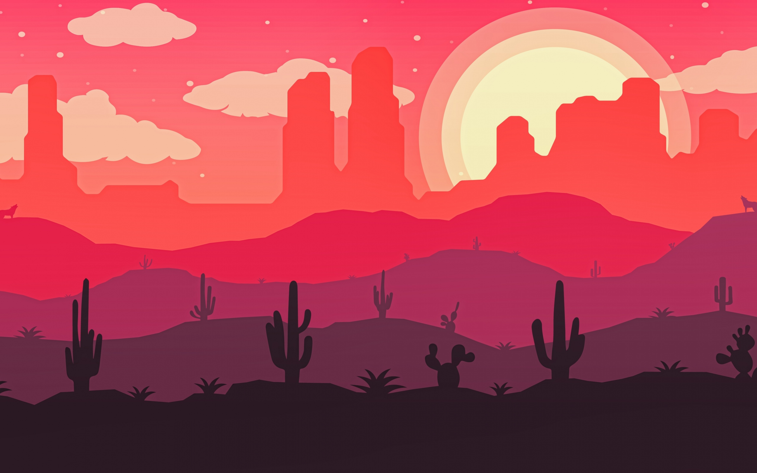Art, Silhouette, Wasteland, Sunset, Wallpaper - Desert Cactus - HD Wallpaper 