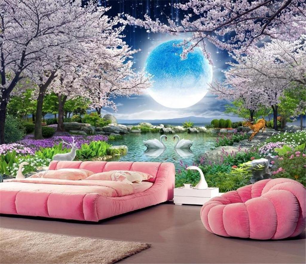 Landscape With Cherry Blossom - HD Wallpaper 